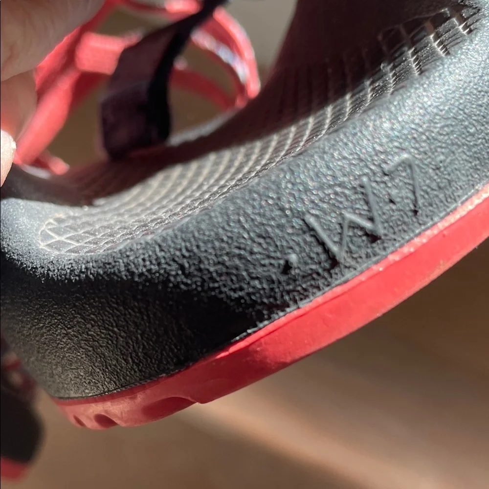 Chaco Black and Orange and Blue Strappy Sandals - Picture 7 of 8